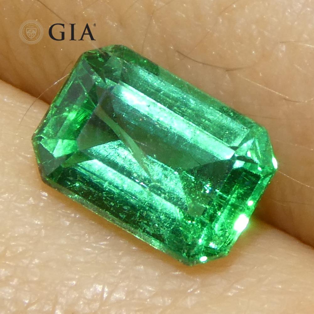 1.23ct Octagonal/Emerald Cut Green Emerald GIA Certified Zambia (F1) en vente 7