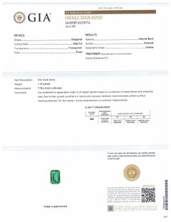1.23ct Octagonal/Emerald Cut Green Emerald GIA Certified Zambia (F1)