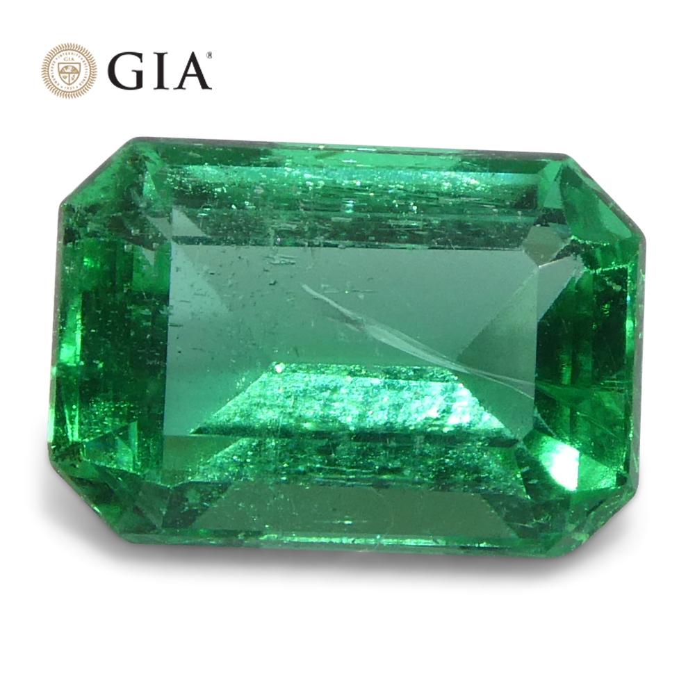 1.23ct Octagonal/Emerald Cut Green Emerald GIA Certified Zambia (F1) Neuf - En vente à Toronto, Ontario