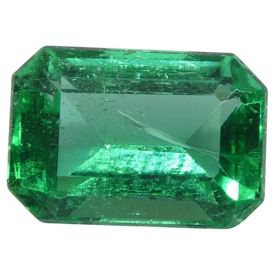 1.23ct Octagonal/Emerald Cut Green Emerald GIA Certified Zambia (F1)
