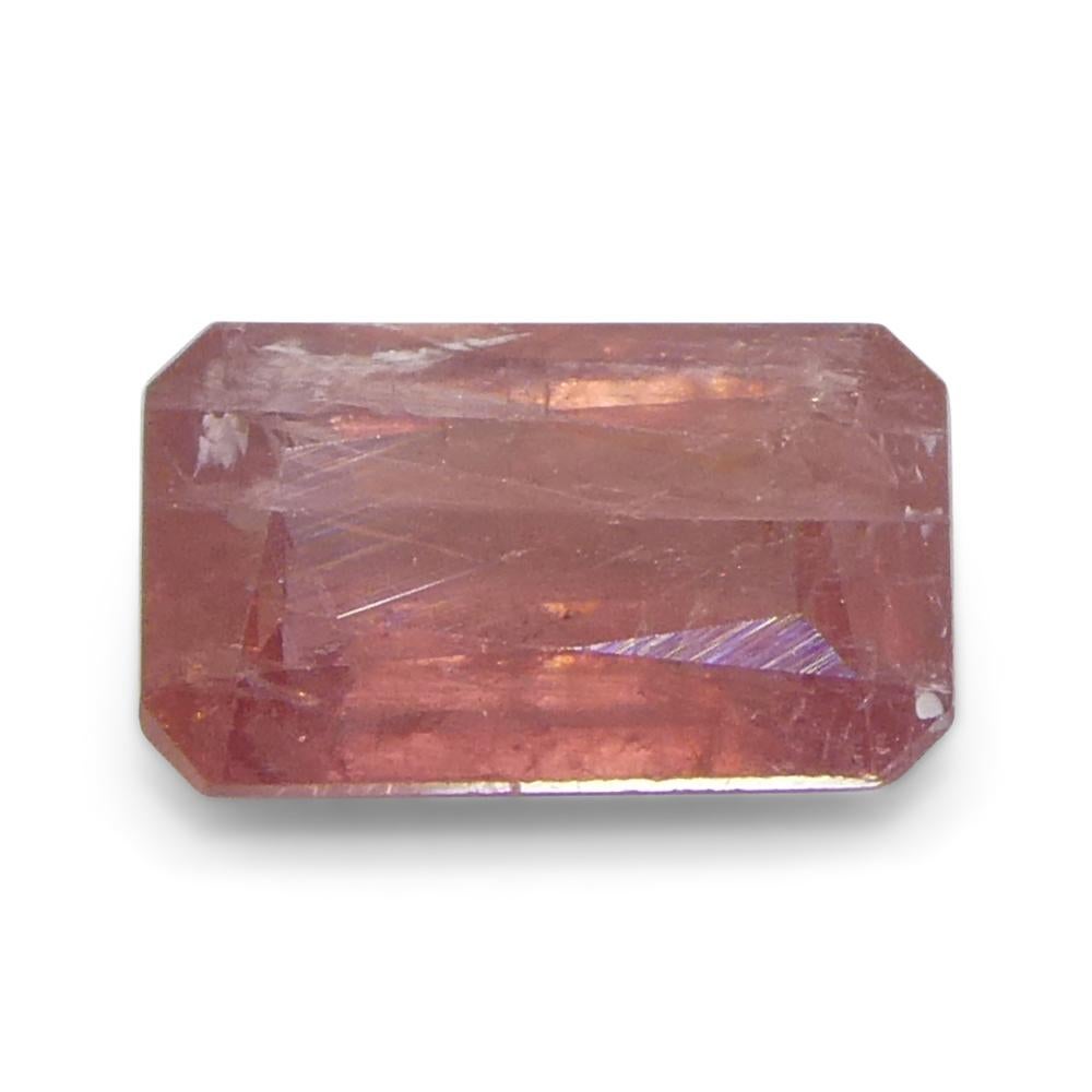 Women's or Men's 1.23ct Octagonal/Emerald Cut Orangy-Pink Padparadscha Sapphire Tanzania Unheated For Sale