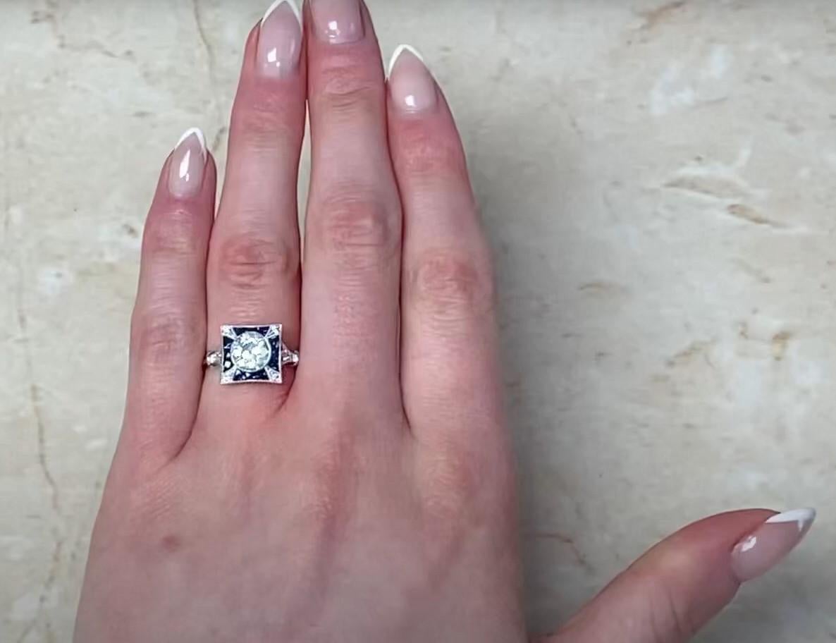 1.23ct Old European Cut Diamond Engagement Ring, Platinum For Sale 5