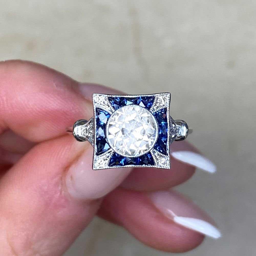1.23ct Old European Cut Diamond Engagement Ring, Platinum For Sale 6