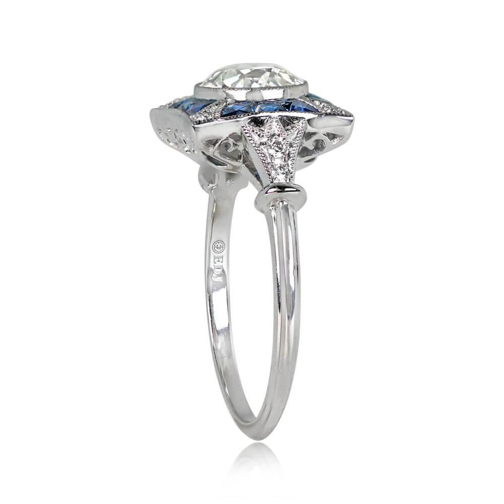 Women's 1.23ct Old European Cut Diamond Engagement Ring, Platinum For Sale