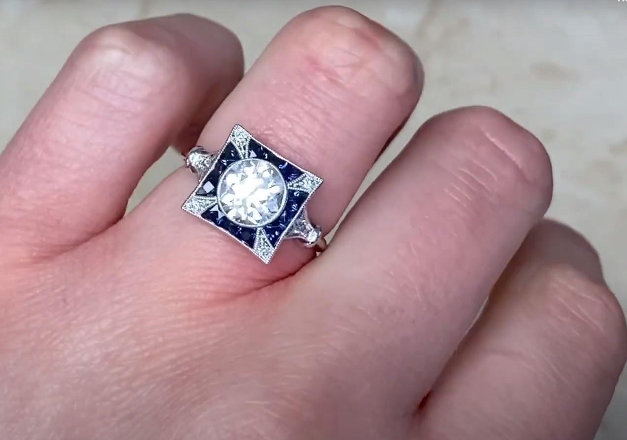 1.23ct Old European Cut Diamond Engagement Ring, Platinum For Sale 1
