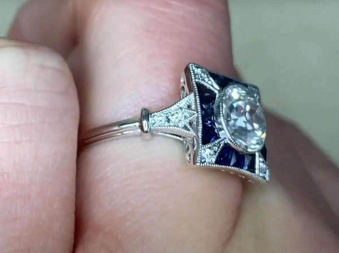 1.23ct Old European Cut Diamond Engagement Ring, Platinum For Sale 2