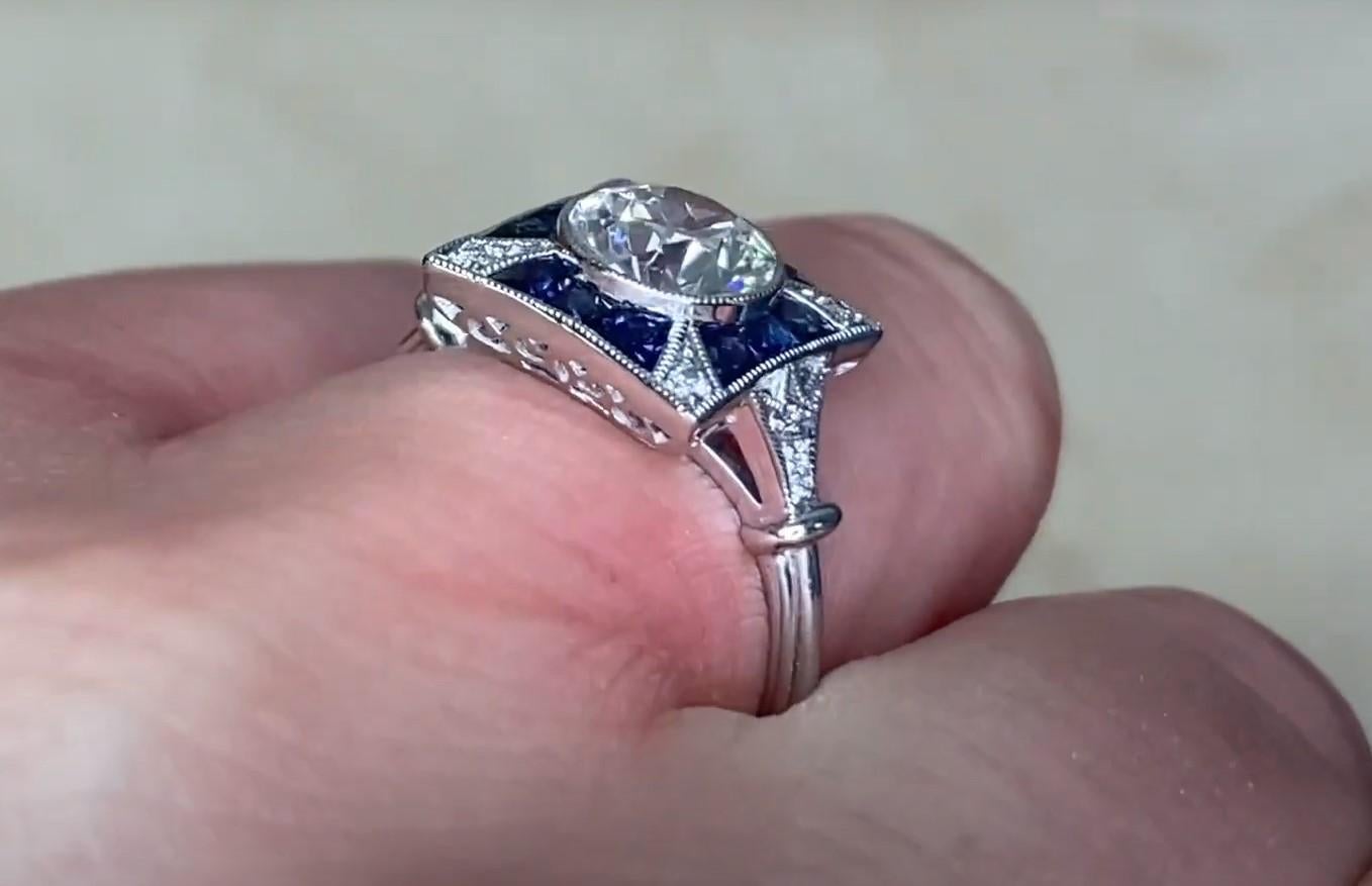 1.23ct Old European Cut Diamond Engagement Ring, Platinum For Sale 3