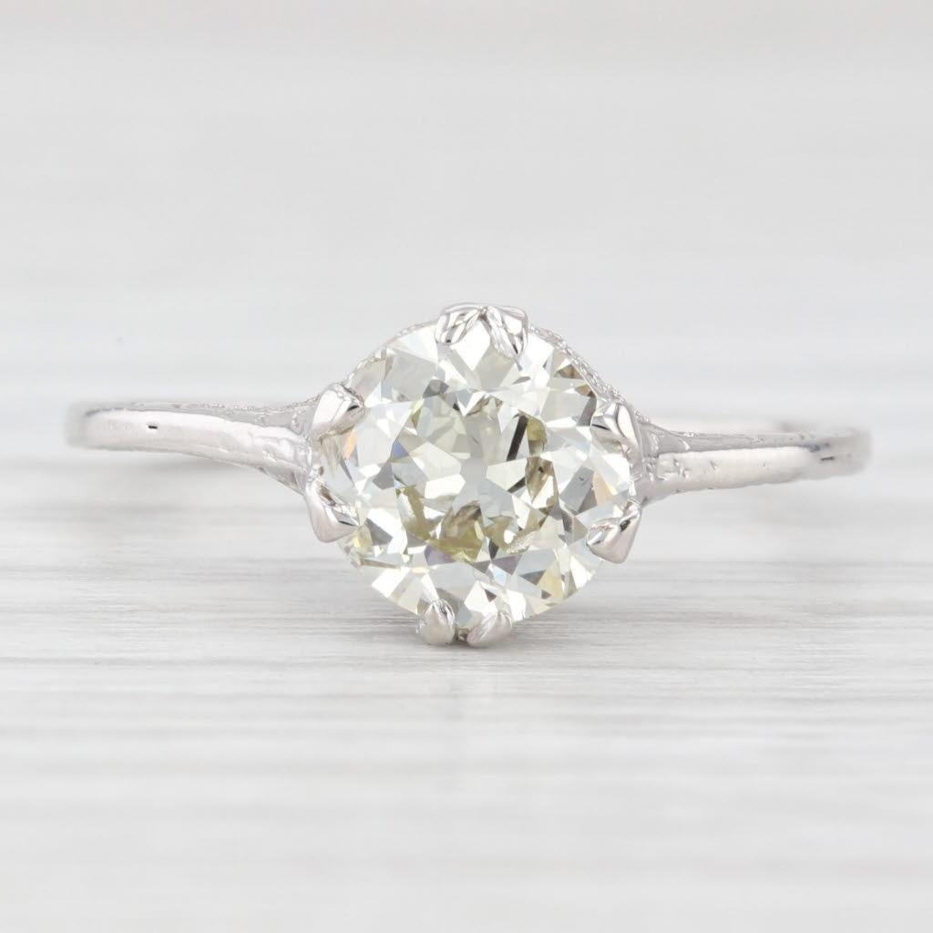Taille vieille Europe 1.23ct Old European Diamond Solitaire Engagement Ring 14k Gold Filigree Sz 6.25 en vente