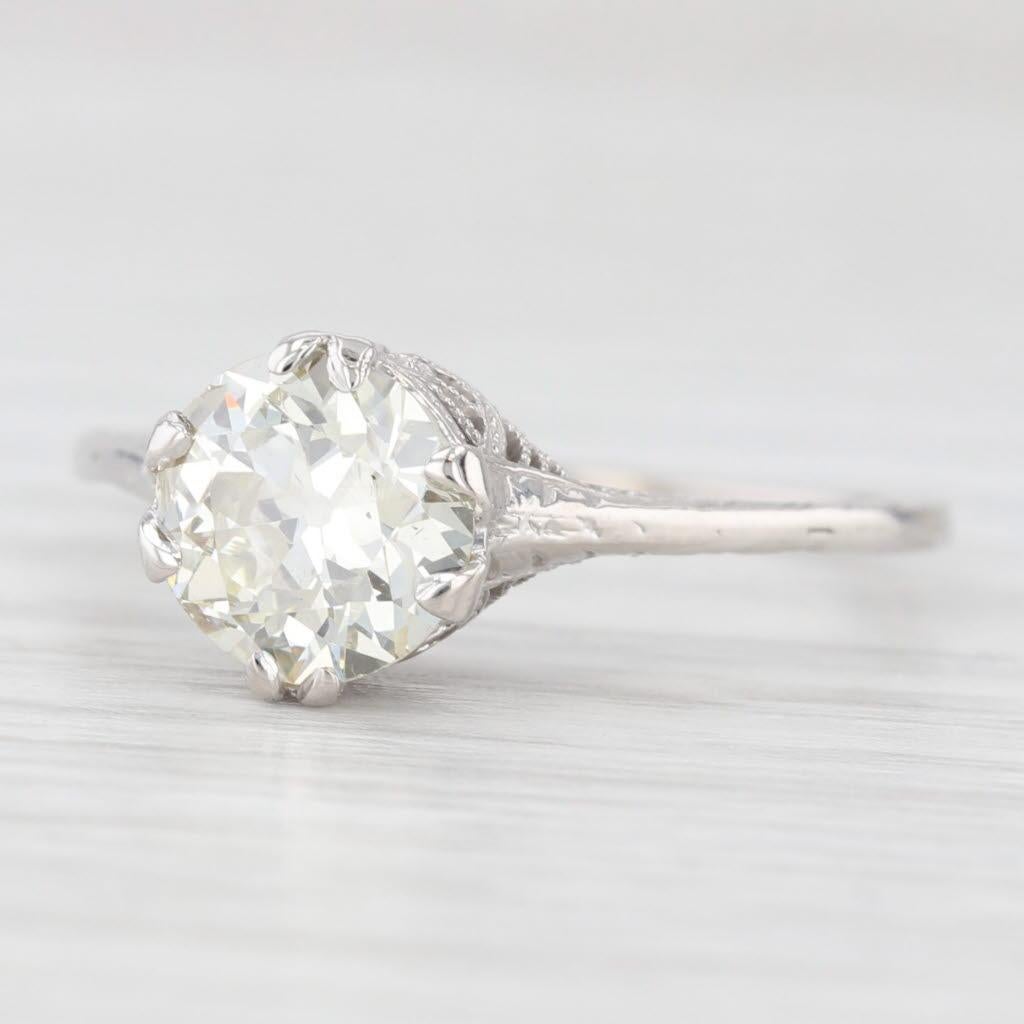 1.23ct Old European Diamond Solitaire Engagement Ring 14k Gold Filigree Sz 6.25 Bon état - En vente à McLeansville, NC