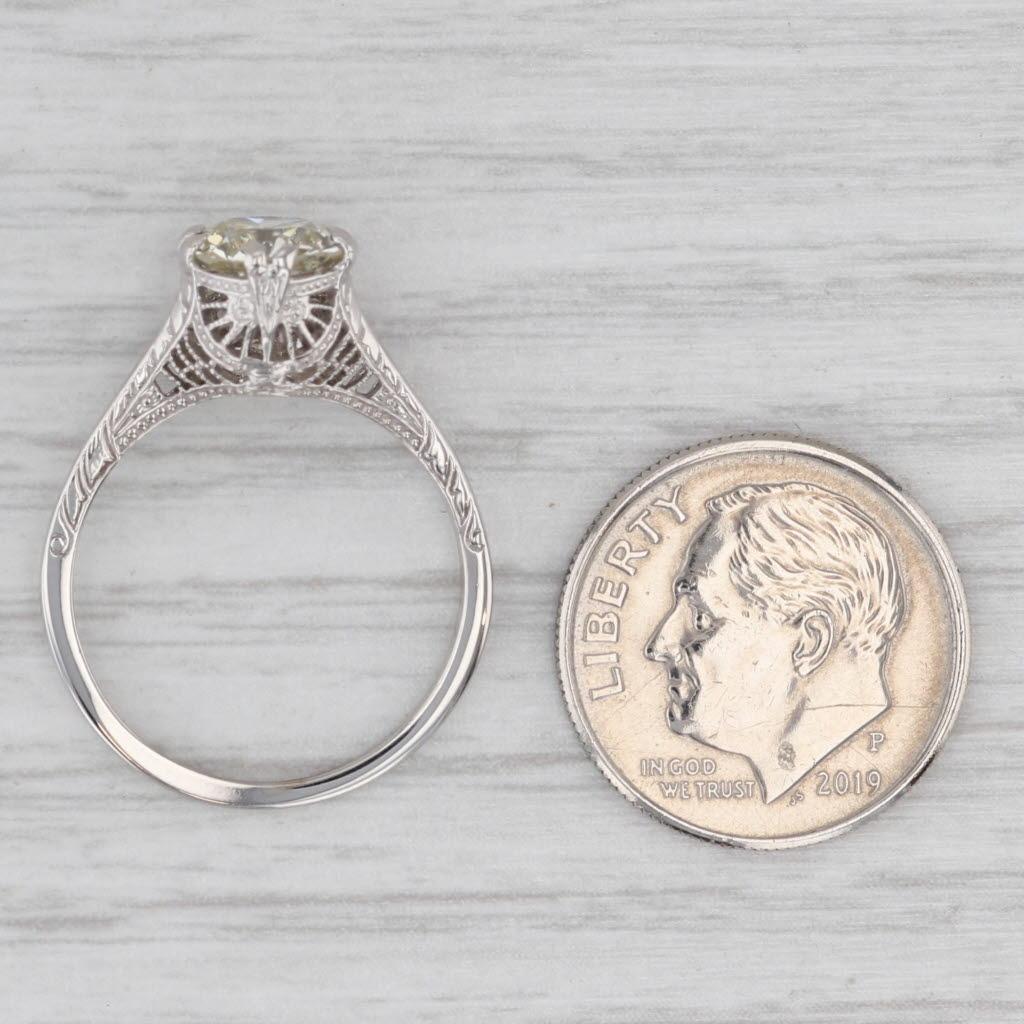 1.23ct Old European Diamond Solitaire Engagement Ring 14k Gold Filigree Sz 6.25 Unisexe en vente