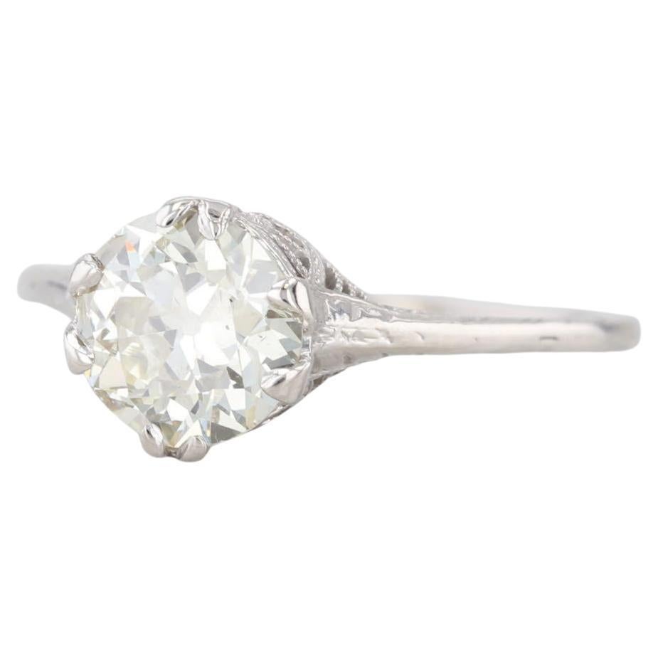 1.23ct Old European Diamond Solitaire Engagement Ring 14k Gold Filigree Sz 6.25 en vente