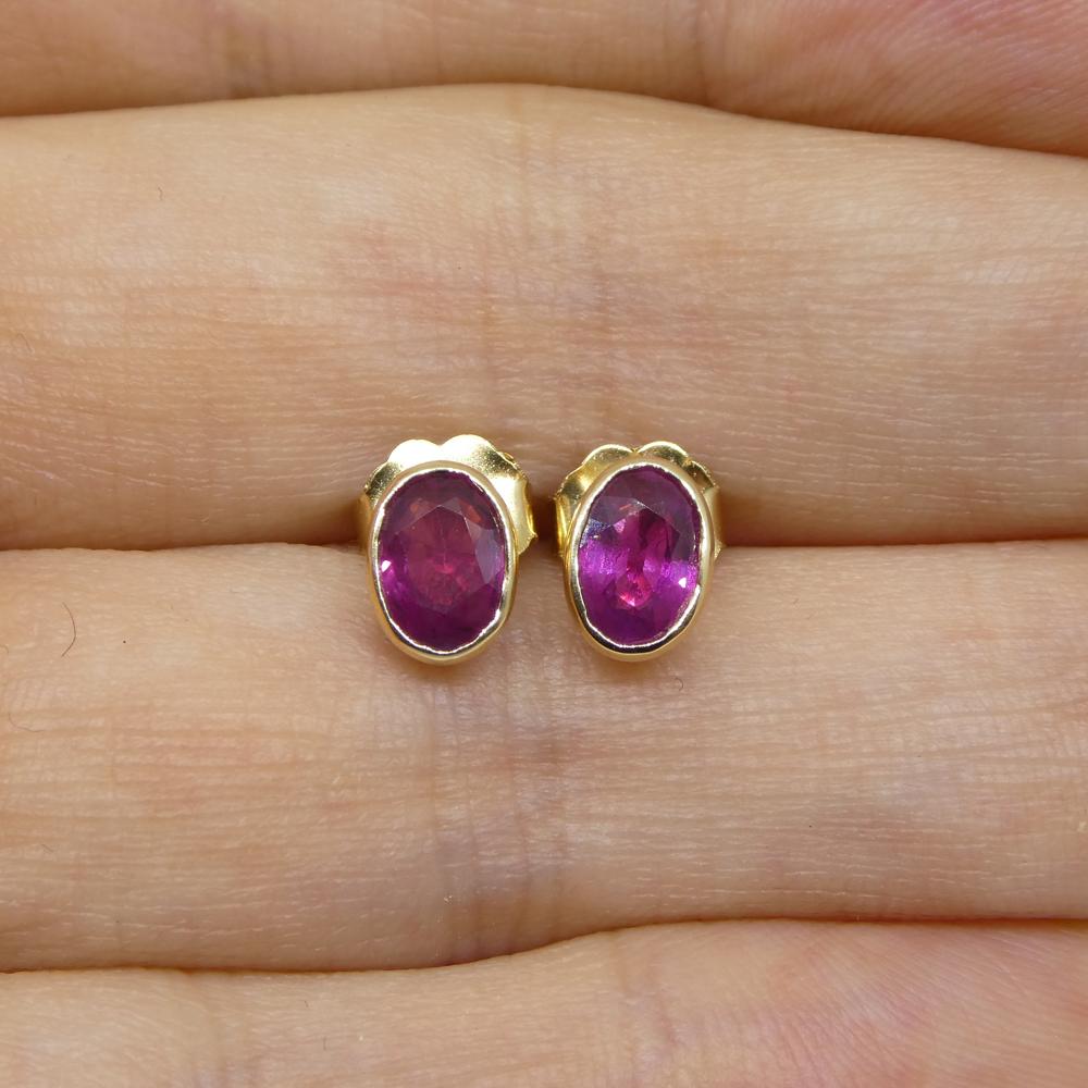 
Description:

Stone Type: Ruby
Number of Stones: 2
Weight: 1.23 carats total weight
Measurements: 6.00 x 4.00 x 2.30 mm
Shape: Oval
Cutting Style: Crown: Brilliant Cut
Cutting Style: Pavilion: Step Cut
Transparency: Transparent
Clarity: Very