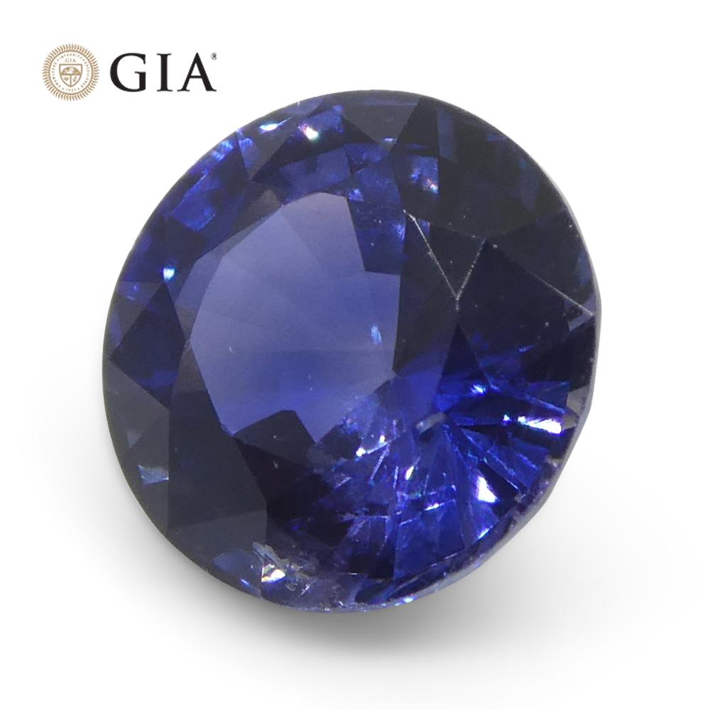 Saphir bleu rond de 1.23 carat certifié GIA, Sri Lanka   en vente 5