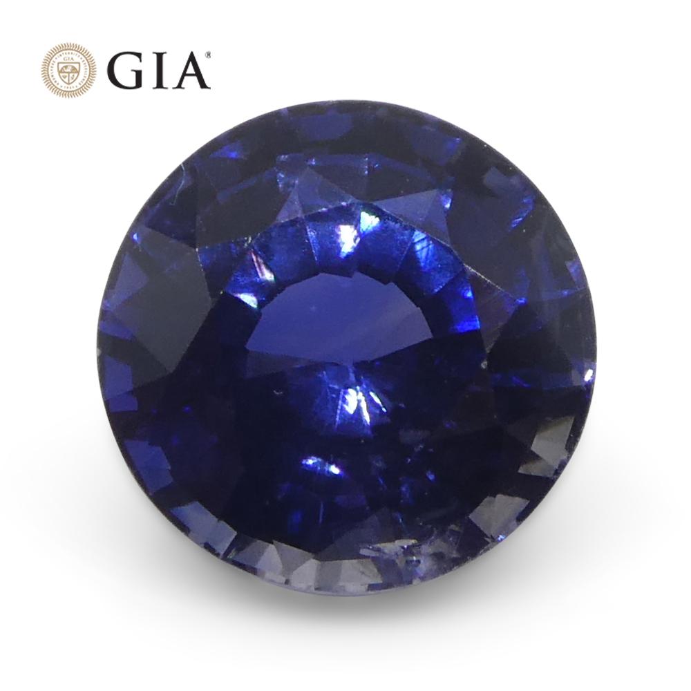 Saphir bleu rond de 1.23 carat certifié GIA, Sri Lanka   en vente 6