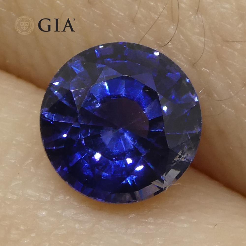 Saphir bleu rond de 1.23 carat certifié GIA, Sri Lanka   en vente 9