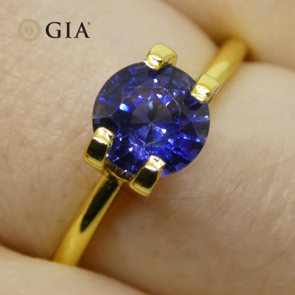 Brilliant Cut 1.23ct Round Blue Sapphire GIA Certified Sri Lanka For Sale