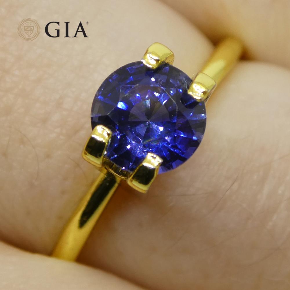 Taille brillant Saphir bleu rond de 1.23 carat certifié GIA, Sri Lanka   en vente