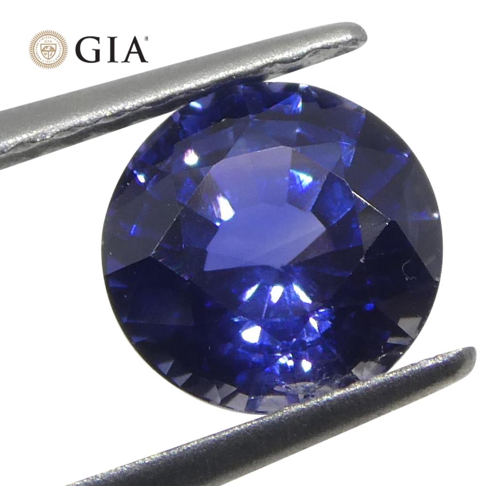 Saphir bleu rond de 1.23 carat certifié GIA, Sri Lanka   Neuf - En vente à Toronto, Ontario
