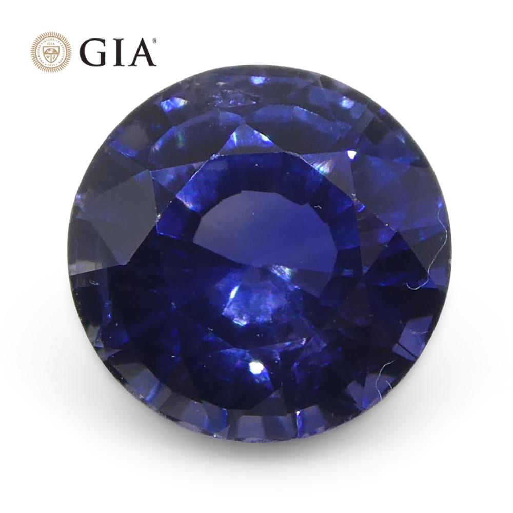 Saphir bleu rond de 1.23 carat certifié GIA, Sri Lanka   Unisexe en vente