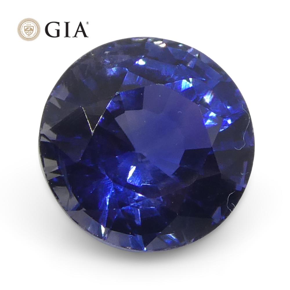 Saphir bleu rond de 1.23 carat certifié GIA, Sri Lanka   en vente 1