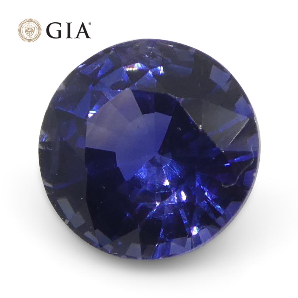 Saphir bleu rond de 1.23 carat certifié GIA, Sri Lanka   en vente 2