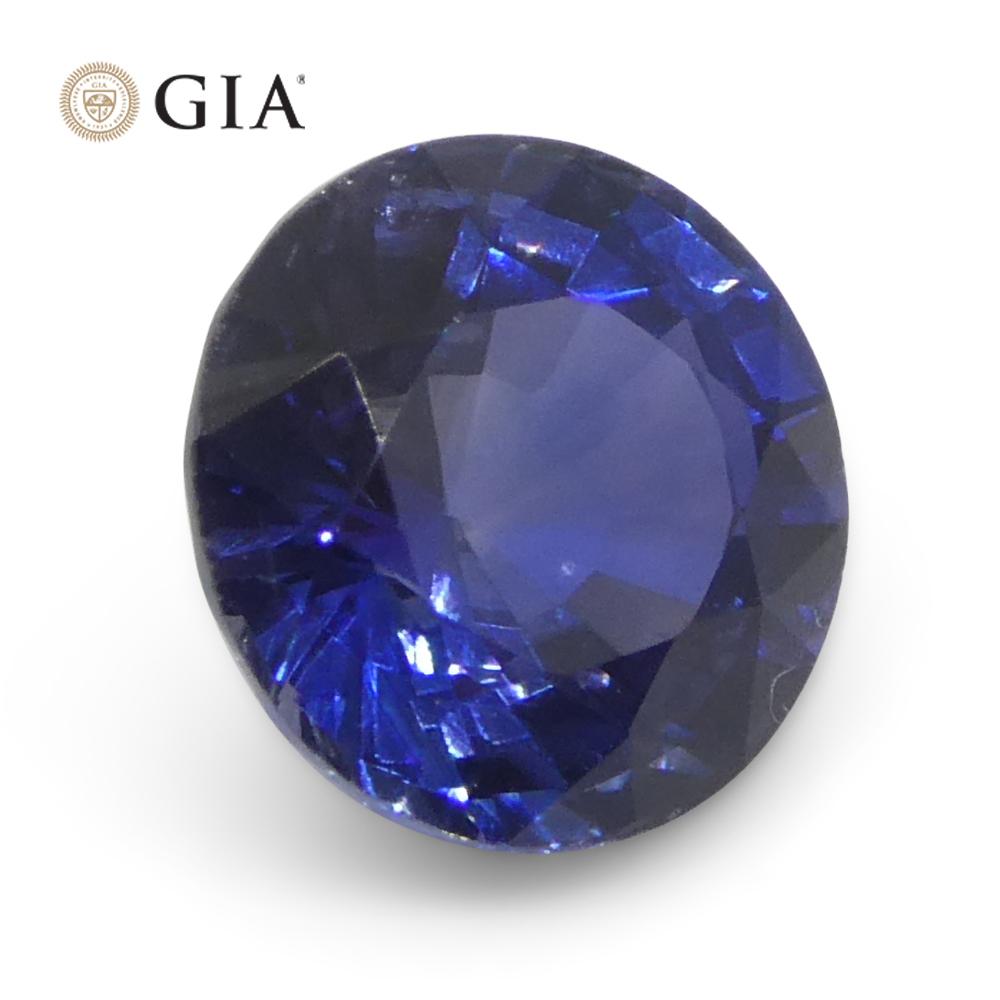 Saphir bleu rond de 1.23 carat certifié GIA, Sri Lanka   en vente 3