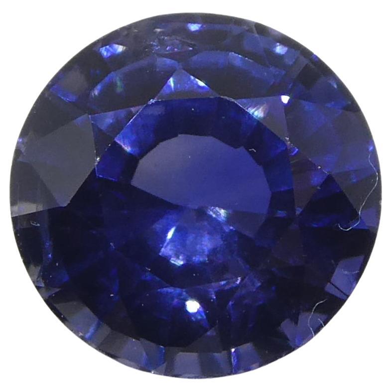 Saphir bleu rond de 1.23 carat certifié GIA, Sri Lanka  