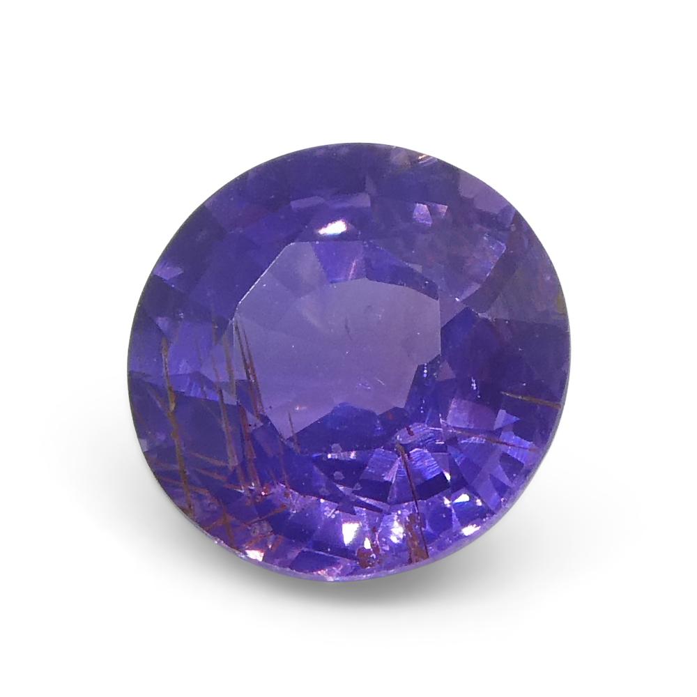 1.23ct Round Purple Sapphire from East Africa, Unheated For Sale 3