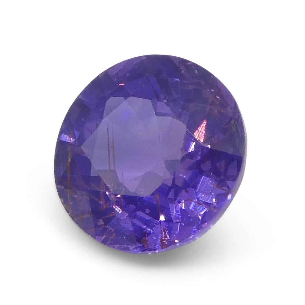 1.23ct Round Purple Sapphire from East Africa, Unheated For Sale 4