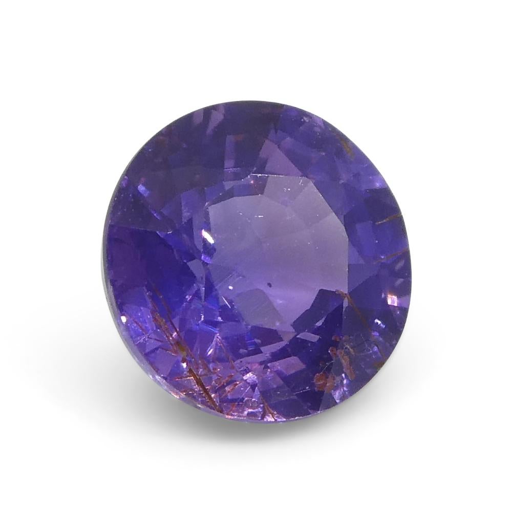 Brilliant Cut 1.23ct Round Purple Sapphire from East Africa, Unheated For Sale