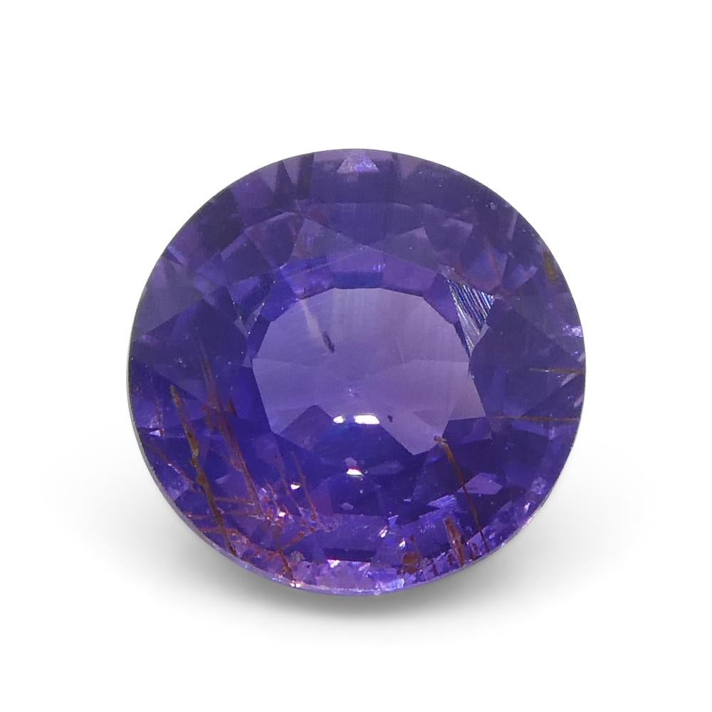 1.23ct Round Purple Sapphire from East Africa, Unheated In New Condition For Sale In Toronto, Ontario