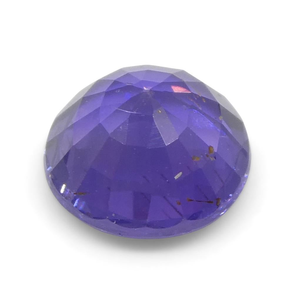 Women's or Men's 1.23ct Round Purple Sapphire from East Africa, Unheated For Sale