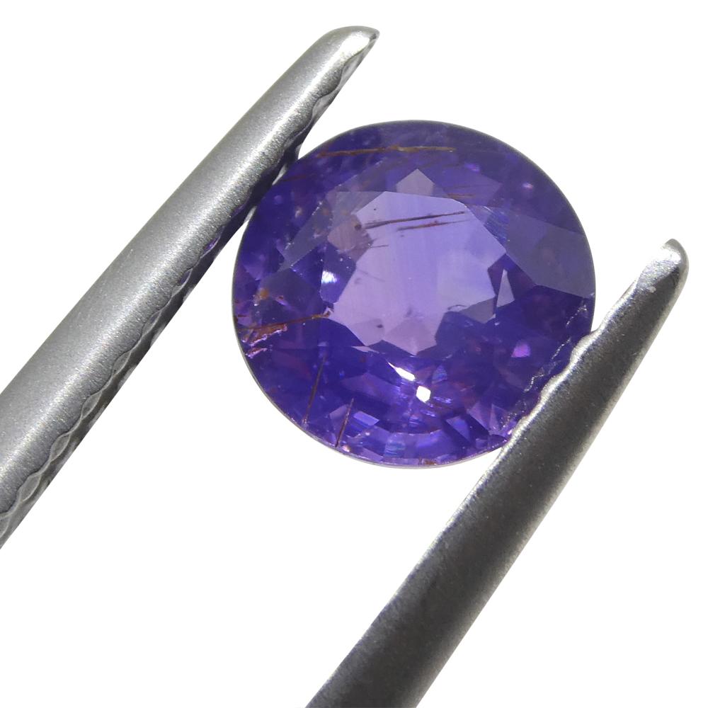 1.23ct Round Purple Sapphire from East Africa, Unheated For Sale 1