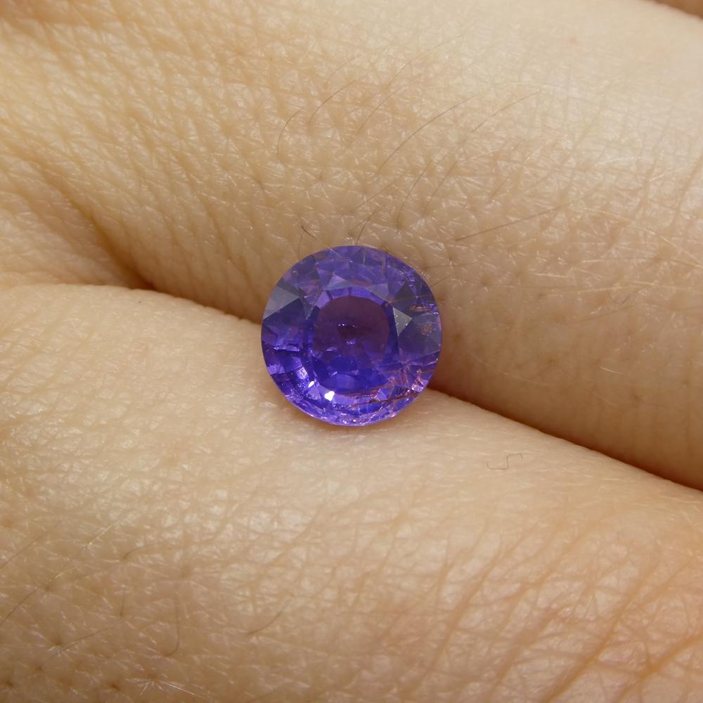 1.23ct Round Purple Sapphire from East Africa, Unheated For Sale 2