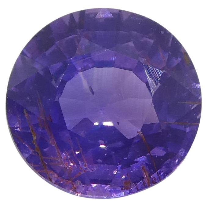 1.23ct Round Purple Sapphire from East Africa, Unheated For Sale