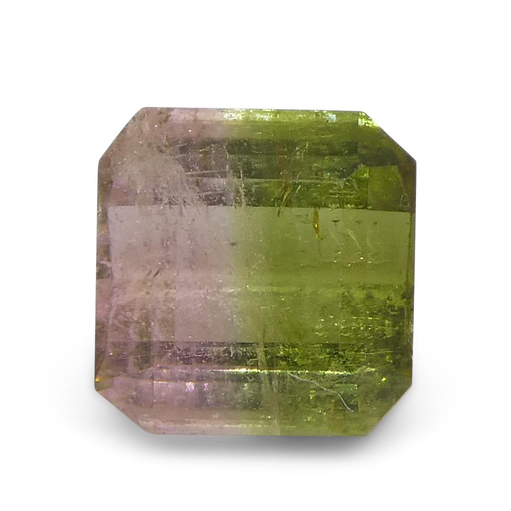 1.23ct Square Pink & Green Bi-Colour Tourmaline from Brazil For Sale 5