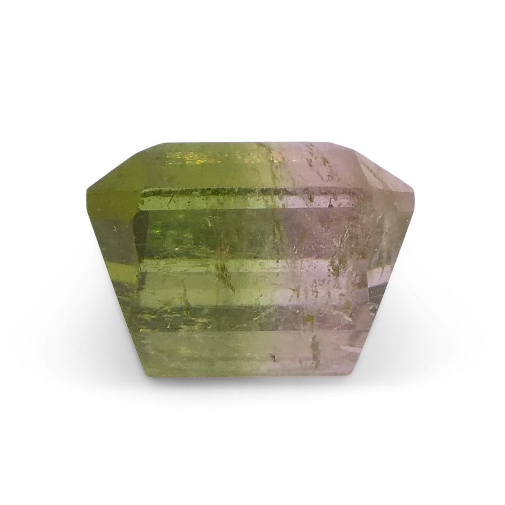 Mixed Cut 1.23ct Square Pink & Green Bi-Colour Tourmaline from Brazil For Sale