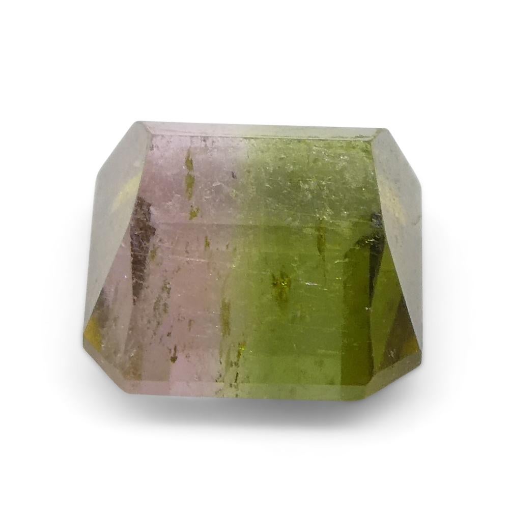 1.23ct Square Pink & Green Bi-Colour Tourmaline from Brazil For Sale 2