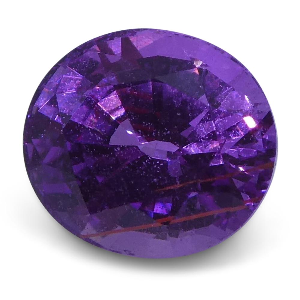 Mixed Cut 1.23ct Vivid Pinkish Purple Sapphire Oval IGI Certified For Sale
