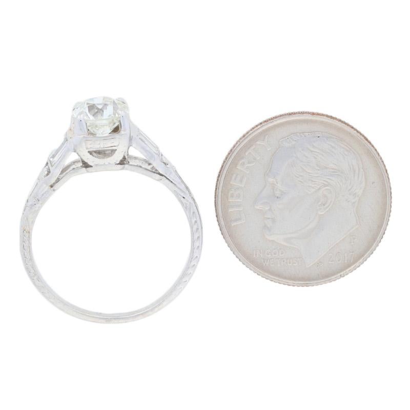 Women's 1.23 Carat European Cut Diamond Art Deco Engagement Ring, Platinum GIA Vintage