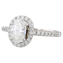 1.23ctw Oval Halo Diamond Engagement Ring 14k White Gold Size 8 GIA Copy