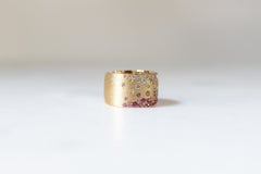 12.3MM Diamond, Ruby, and Pink Sapphire Confetti Ring in 18K Yellow Gold