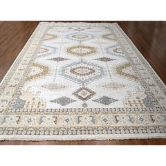 12'3"x18' Gray Hand Knotted Zoroastrian Village Geometric Oversized Oriental Rug