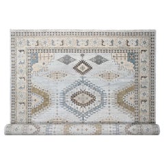 12'3"x18' Gray Hand Knotted Zoroastrian Village Geometric Oversized Oriental Rug