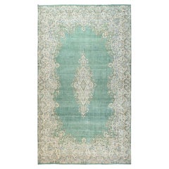 Alfombra oriental de lana persa de Kerman, estilo vintage, anudada a mano y con efecto desgastado, de 12'3" x 21'