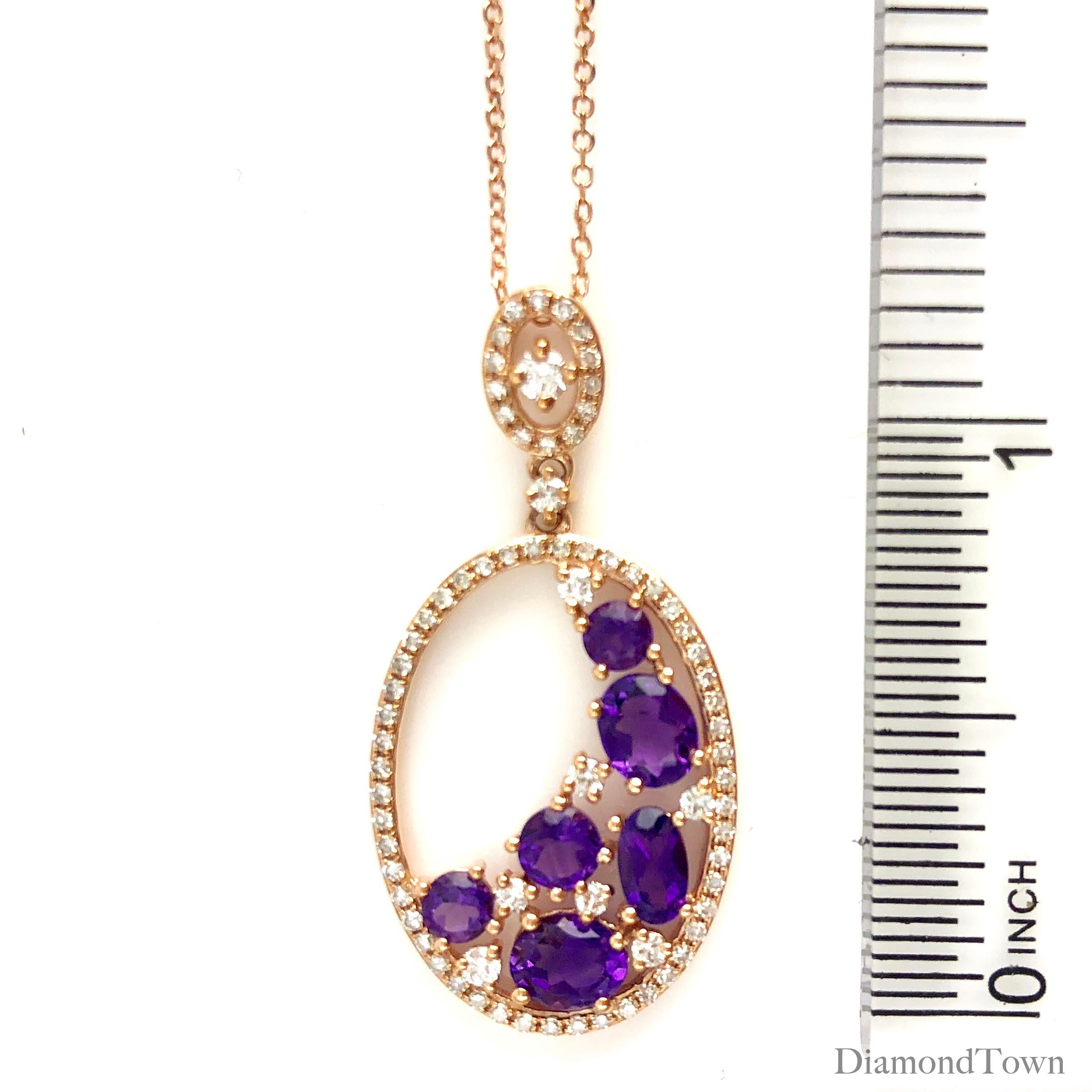 1.24 Carat Amethyst and 0.36 Carat Diamond Fashion Pendant in 14 Karat Rose Gold In New Condition In New York, NY