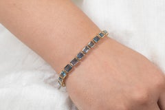 12.4 Carat Aquamarine Tennis Bracelet in 18K Yellow Gold