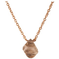 1.24 Carat Australian Rough Light Brown Diamond Rose Gold Drop Necklace