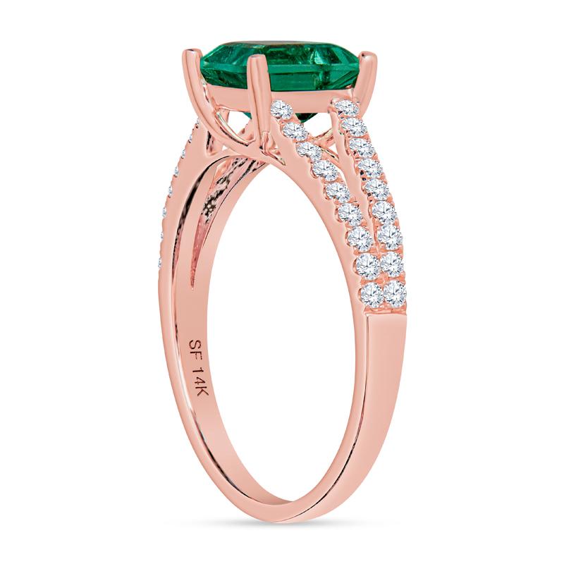 Anillo de Esmeralda Colombiana y Diamante Carré (Baguette Cuadrada) de 1,24 quilates Corte cuadrado en venta