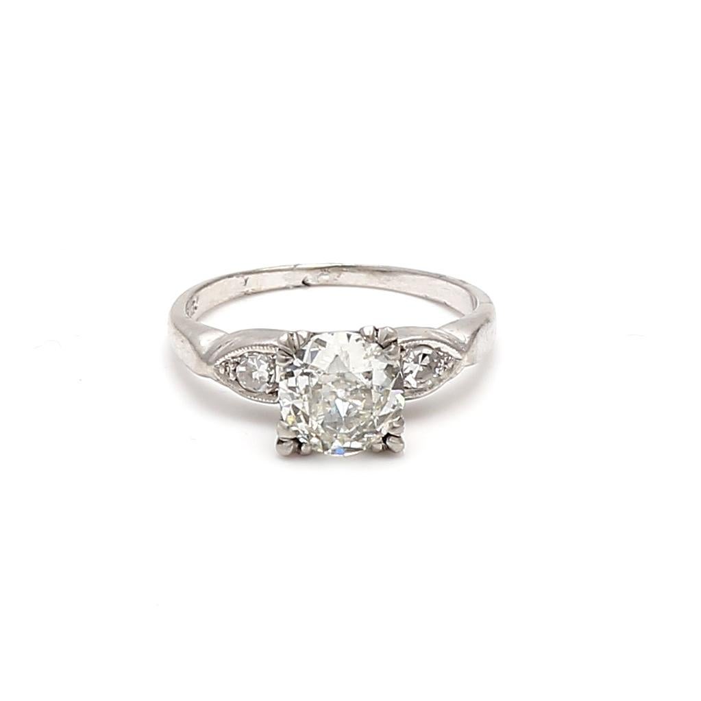 1.24 Carat Circular Brilliant Cut J-SI2 Diamond Platinum Engagement Ring For Sale 6